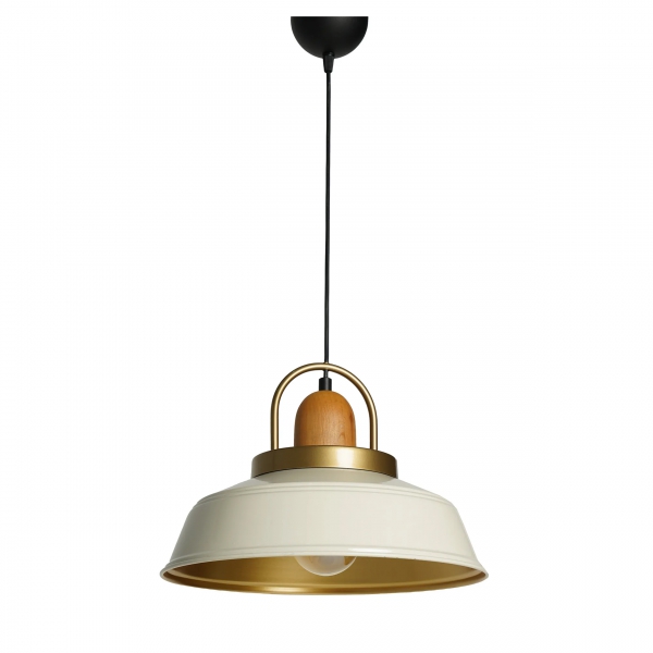 Homing Cream Top Wooden Detailed Metal Pendant Lamp 241522