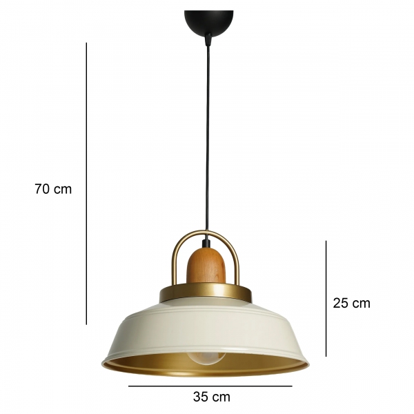 Homing Cream Top Wooden Detailed Metal Pendant Lamp 241522