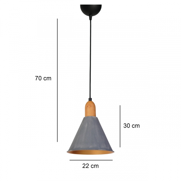 Homing Antrasit Gri Konik Metal Sarkıt 241526