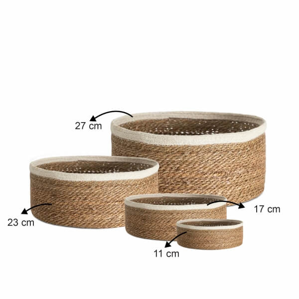 Homing Jute Rope Bordered 4-Piece Basket Set 241543