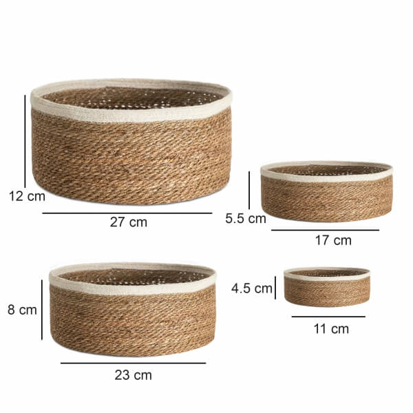 Homing Jute Rope Bordered 4-Piece Basket Set 241543