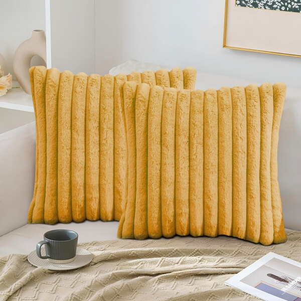 Homing Soft Plush Fabric 2-Piece Throw Pillow Mustard Yellow 241549