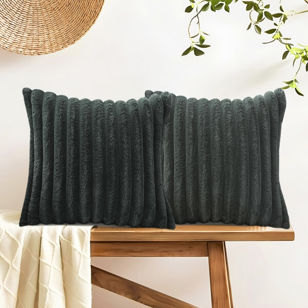 Homing Soft Plush Fabric 2-Piece Throw Pillow Anthracite 241552