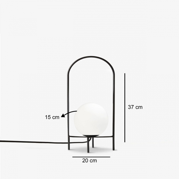 Homing Moon Siyah Metal Camlı Masa Lambası