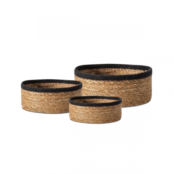 Homing Jute Rope Rope Black Bordered Basket Set of 3