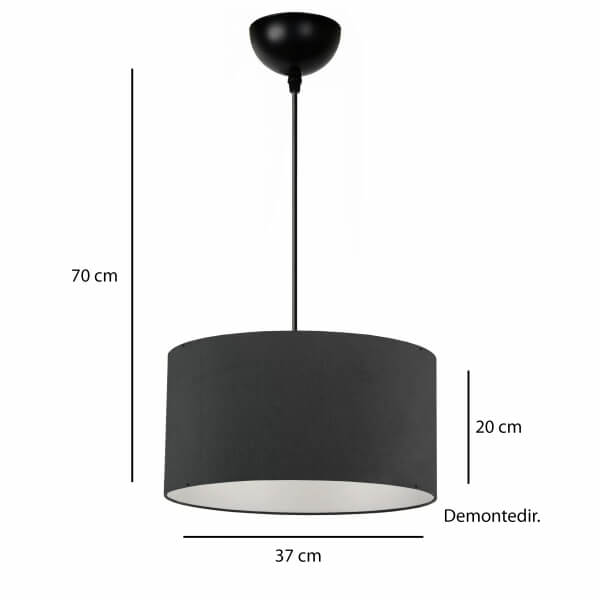 Homing Demountable Fabric Pendant Lamp Chandelier Anthracite 37 cm