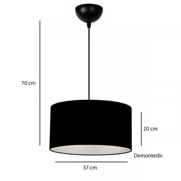 Homing Demonte Kumaş Sarkıt Avize Siyah 37 cm	