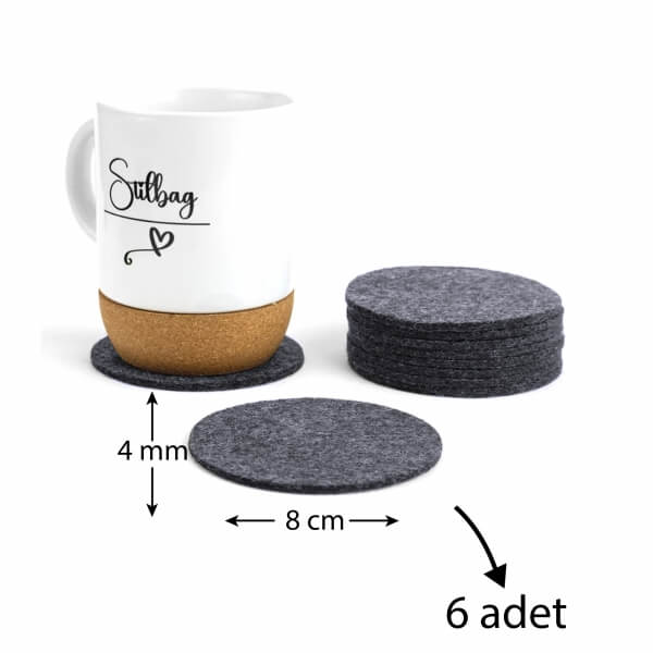 Homing Felt Cup Mug Coaster 8 cm 6 pieces 4mm 241654