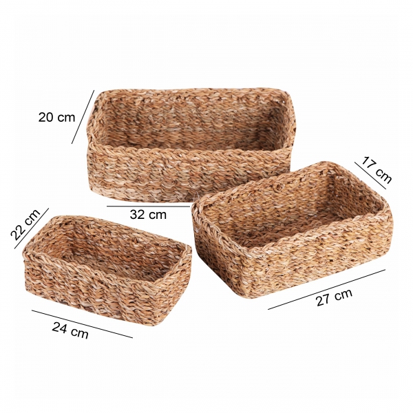 Homing 3 Pieces Round Organizer Basket Beige 241680