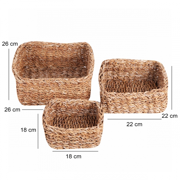 Homing Set of 3 Rectangular Organizer Basket Beige 241682