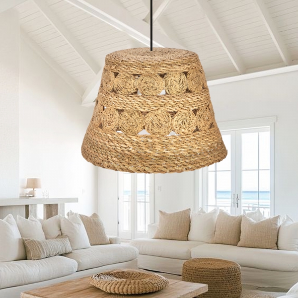 Homing Natural Two Patterned Beige Wicker Pendant Lamp No:5 241692