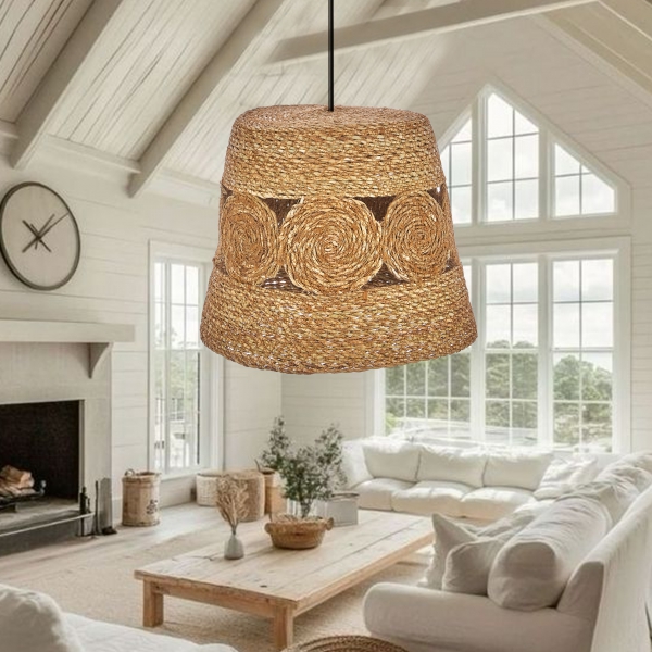 Homing Natural Single Patterned Beige Wicker Pendant Lamp No:6 241694