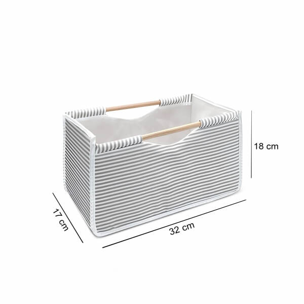 Homing Tahta Saplı Kumaş Kutu Organizer 32x17x18cm