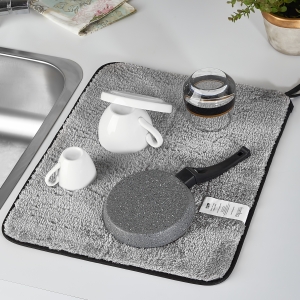 Homing Puffy Soft Surface Dish Drying Cover Grey M-3063