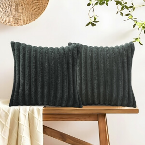 Homing Soft Plush Fabric 2-Piece Throw Pillow Anthracite 241552